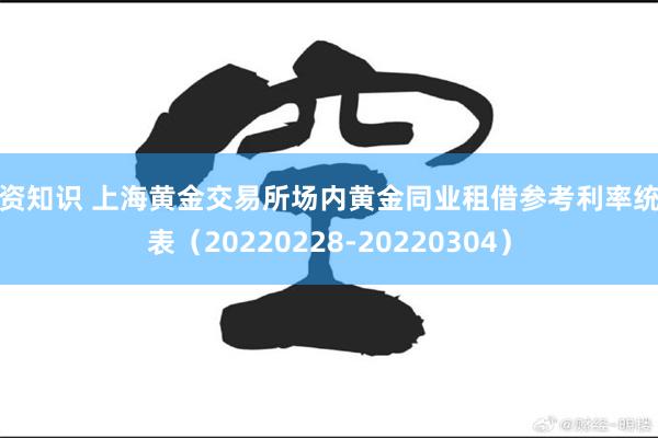 配资知识 上海黄金交易所场内黄金同业租借参考利率统计表（20220228-20220304）