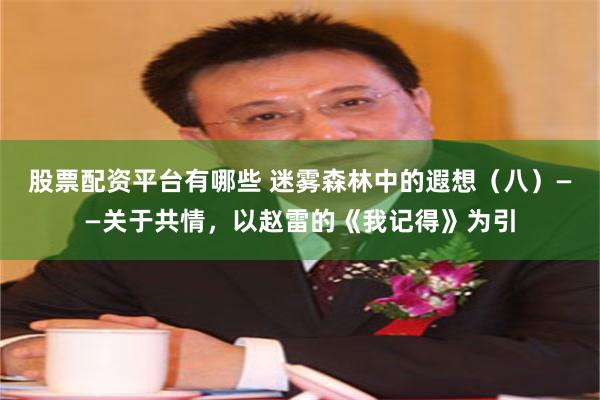 股票配资平台有哪些 迷雾森林中的遐想（八）——关于共情，以赵雷的《我记得》为引