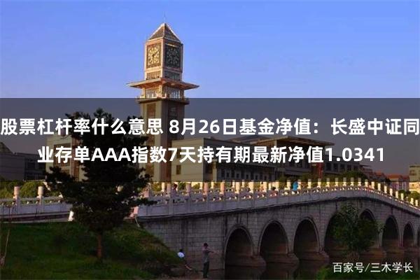 股票杠杆率什么意思 8月26日基金净值：长盛中证同业存单AAA指数7天持有期最新净值1.0341