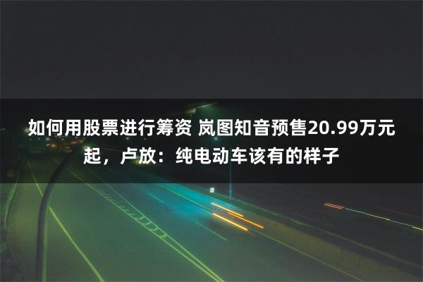 如何用股票进行筹资 岚图知音预售20.99万元起，卢放：纯电动车该有的样子